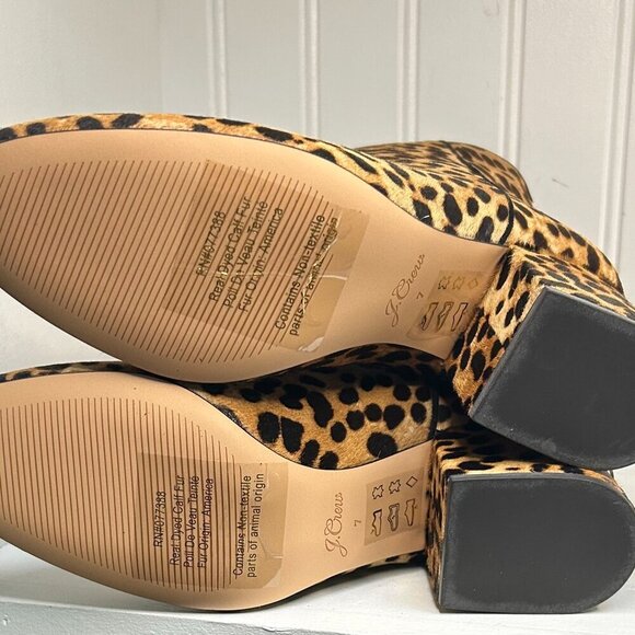 J Crew $248 Sadie Ankle Boots in Leopard Calf Hair 7-M Sahara Brown - Picture 5 of 6